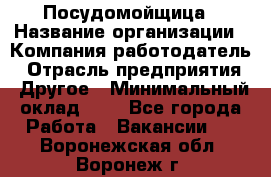 Посудомойщица › Название организации ­ Компания-работодатель › Отрасль предприятия ­ Другое › Минимальный оклад ­ 1 - Все города Работа » Вакансии   . Воронежская обл.,Воронеж г.